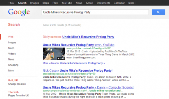 Did You Mean Uncle Mikes Recursive Prolog Party? -- Image Lovingly Produced by Rob Crocombe